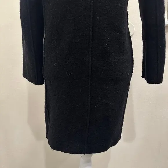 J. Crew Black Daphne Italian Boiled Wool Top Coat Sz 2 Old Money Preppy Heritage - Picture 10 of 12